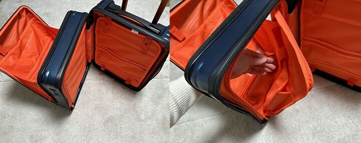 前が開いて取り出しやすい。BEAMS DESIGNのスーツケースを使って感心したこと。
