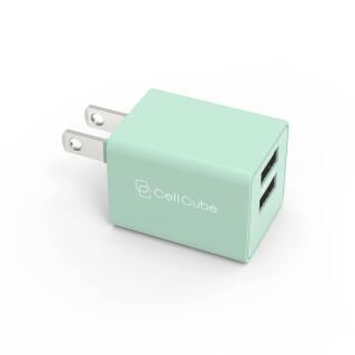CellCube 2ポート USB A Charger 12W Share 白群(びゃくぐん)/薄緑