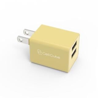 CellCube 2ポート USB A Charger 12W Share 支子(くちなし)/薄黄
