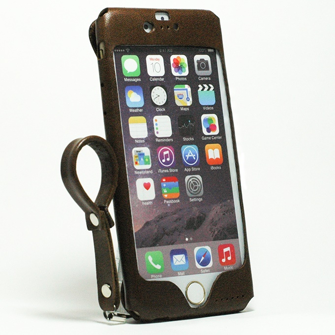 iPhone6s/6 ケース 本革一枚で包み込むケース mobakawa レザーストラップ付き イタリアンホース ダークブラウン iPhone 6s/6_0