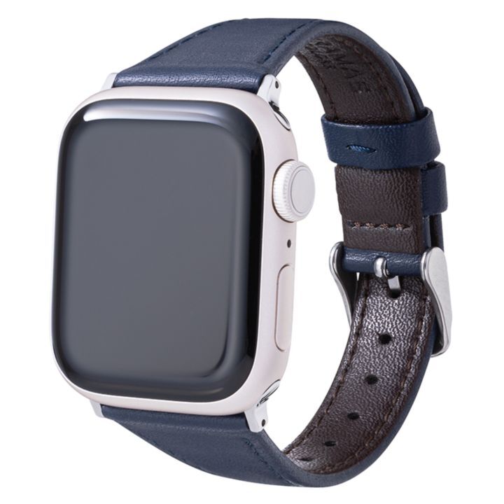 GRAMAS COLORS Originate Genuine Leather Apple Watch Watchband 45/44/42mm Navy_0