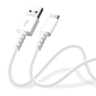 充電/通信 やわらかケーブル USB-A to USB-C 0.5m ホワイト