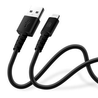充電/通信 やわらかケーブル USB-A to Lightning 2.0m ブラック