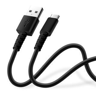 充電/通信 やわらかケーブル USB-A to USB-C 0.5m ブラック