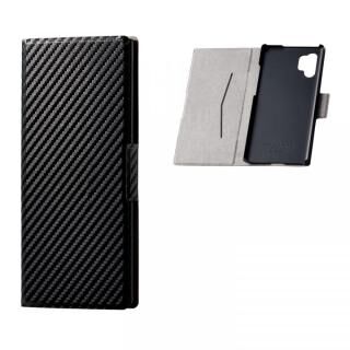 Galaxy Note10+ ソフトレザーケース 薄型 磁石付 カーボン調(ブラック)
