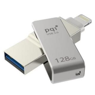 PQI MFi認証 Lightningコネクタ搭載USB3.0メモリ 128GB/グレー