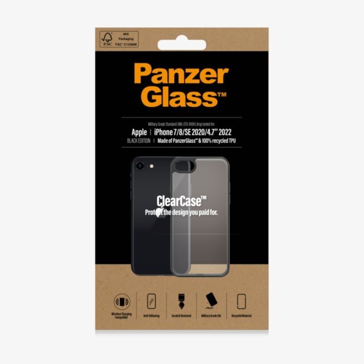 iPhone8/7 ケース PanzerGlass 強化ガラス製クリアケース ブラックフレーム iPhone SE 第3世代/SE 2/8/7_0
