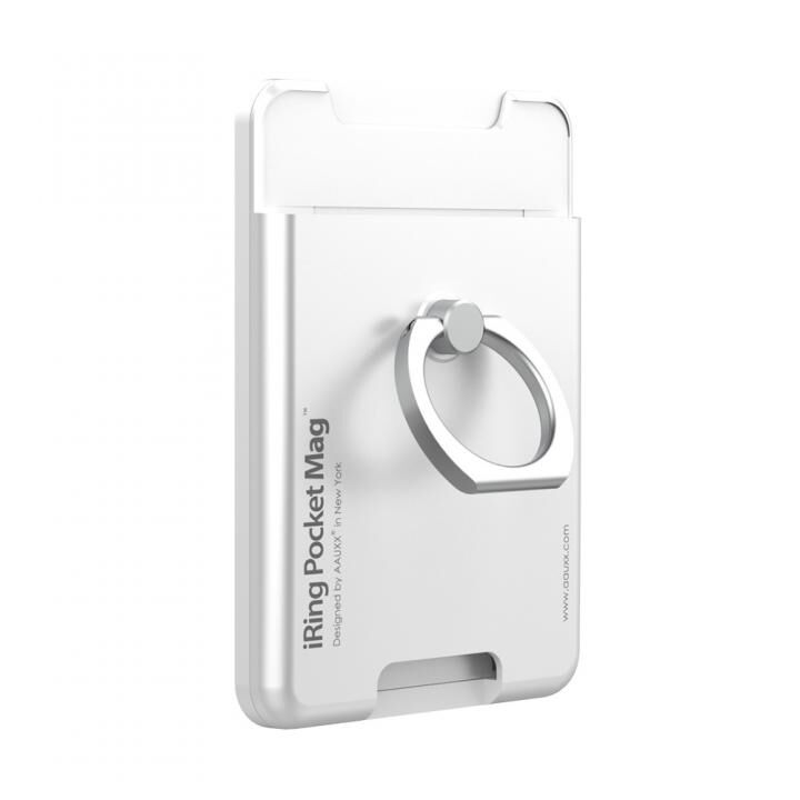マグセーフ対応 カードが収納できる着脱式スマホリング iRing PocketMag パールホワイト_0