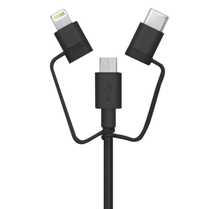 [1m]3 in 1 ケーブル Lightning USB Type-C microUSB ブラック_0