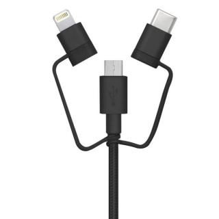 [1m]3 in 1 ケーブル Lightning USB Type-C microUSB ブラック