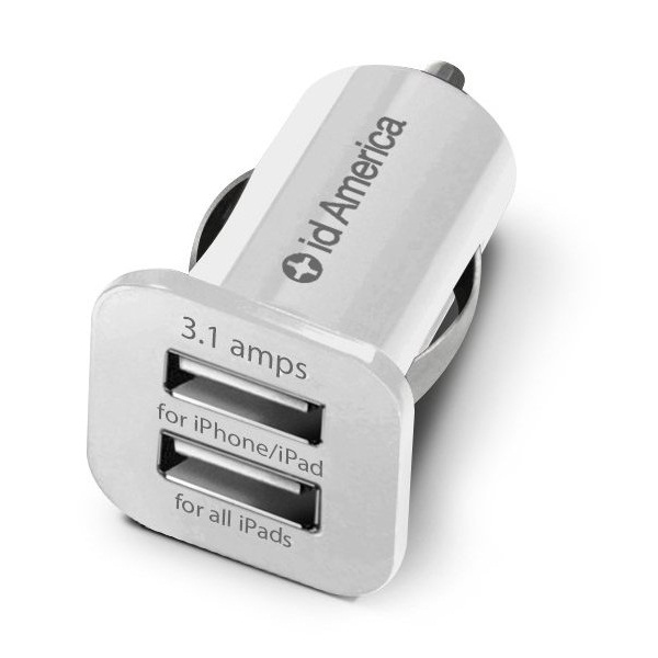 id America Dual USB Car Charger 【White】