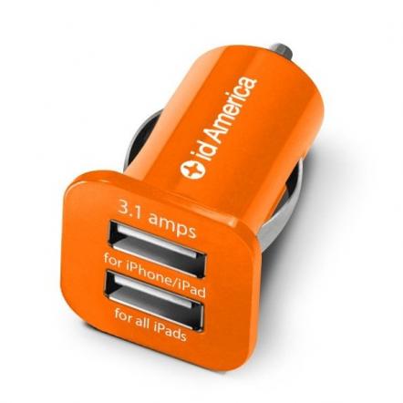 id America Dual USB Car Charger 【Orange】