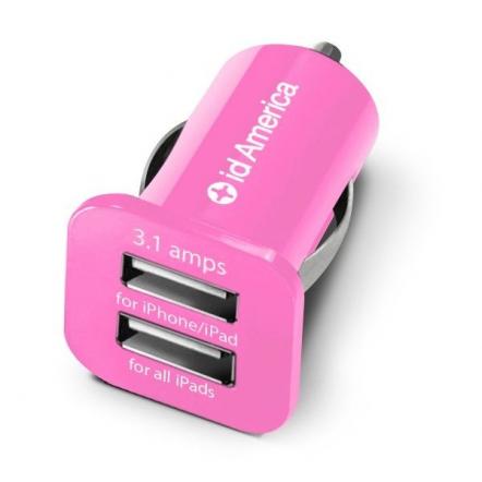 id America Dual USB Car Charger 【Pink】