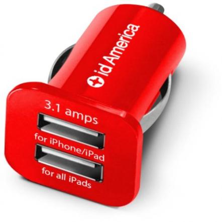 id America Dual USB Car Charger 【Red】