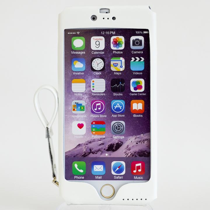 iPhone6s Plus/6 Plus ケース mobakawa レザーストラップ付き ラバー調加工 ホワイト iPhone 6s Plus/6 Plus_0