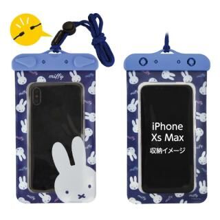 iPhone XR/XS Max ケース ミッフィー 防水ポーチ ネイビー