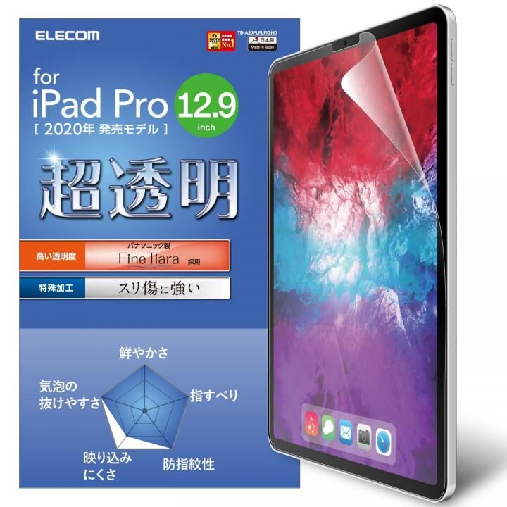 液晶保護フィルム 超透明 高光沢 指紋防止 撥水加工 iPad Pro 2020/2018 12.9インチ_0