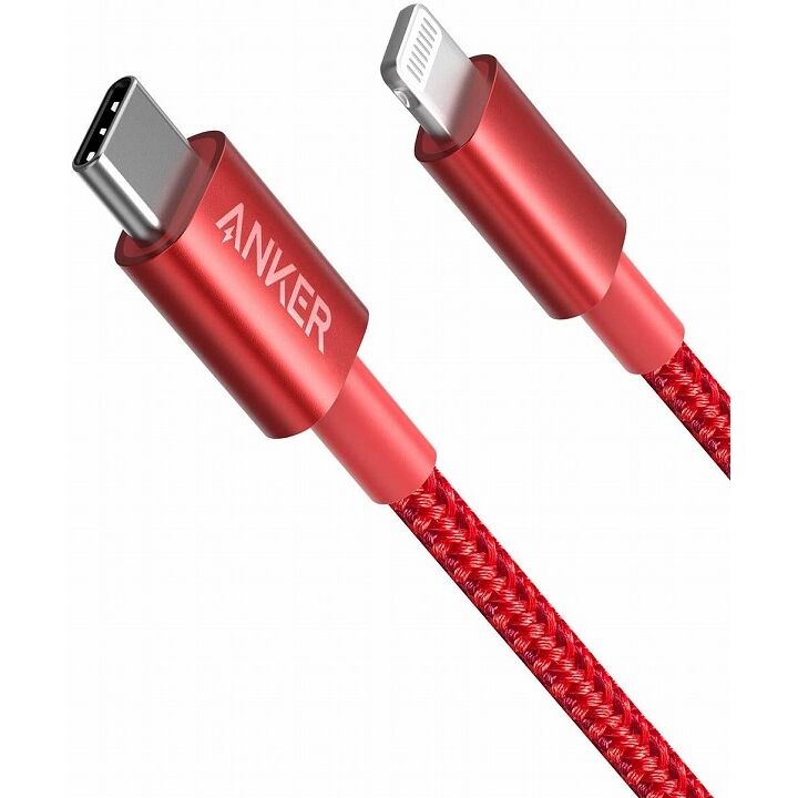 Anker 高耐久ナイロン USB-C ＆ ライトニング ケーブル 1.0m レッド_0
