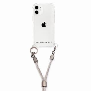 iPhone 12 mini (5.4インチ) ケース PHONECKLACE ロープショルダーストラップ付きクリアケース グレー iPhone 12 mini