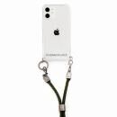 PHONECKLACE ロープショルダーストラップ付きクリアケース カーキ iPhone 12 mini