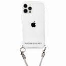 PHONECKLACE ロープショルダーストラップ付きクリアケース グレー iPhone 12/12Pro
