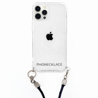 iPhone 12 / iPhone 12 Pro (6.1インチ) ケース PHONECKLACE ロープショルダーストラップ付きクリアケース ネイビー iPhone 12/12Pro