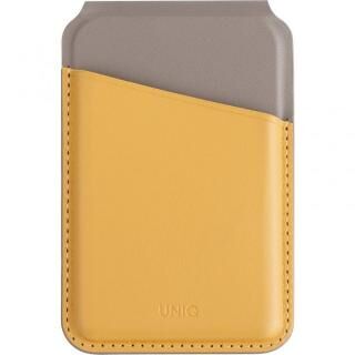 UNIQ スマートフォン用カードケース＆スタンド PUレザー  LYDEN DS シリーズ イエロー/ストーングレー