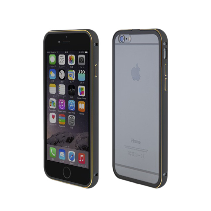 iPhone6 ケース 背面保護クリアプレート付 アルミバンパー ブラック iPhone 6_0