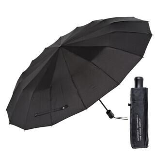 ウォーターフロント 16RIB Folding Umbrella 折り畳み傘 Black 55cm【6月中旬】