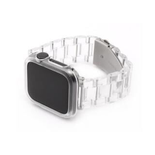WEARPLANET 保護ケース付きクリアチェーンバンド Apple Watch 44mm クリア