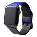 NEON Italian Genuine Leather Watchband for Apple Watch 44/42mm Neon Blue Black