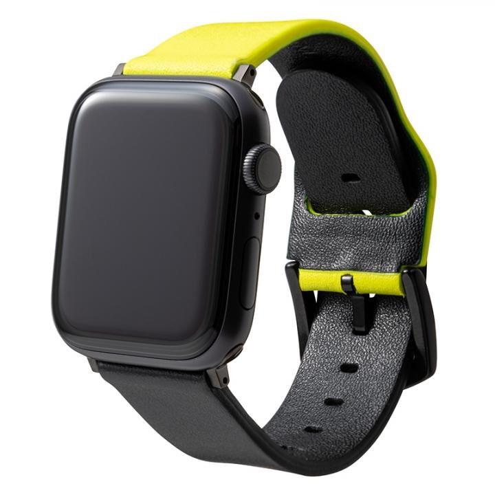 NEON Italian Genuine Leather Watchband for Apple Watch 44/42mm Neon Yellow Black_0