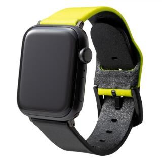 NEON Italian Genuine Leather Watchband for Apple Watch 44/42mm Neon Yellow Black【10月上旬】