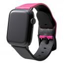 NEON Italian Genuine Leather Watchband for Apple Watch 44/42mm Neon Pink Black