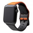 NEON Italian Genuine Leather Watchband for Apple Watch 44/42mm Neon Orange Black