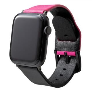 NEON Italian Genuine Leather Watchband for Apple Watch 40/38mm Neon Pink Black