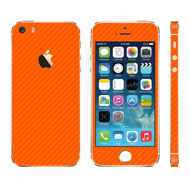 iPhone SE/5s/5 ケース カーボン調 プレミアムスキンシール カーボンオレンジ iPhone SE/5sスキンシール_0