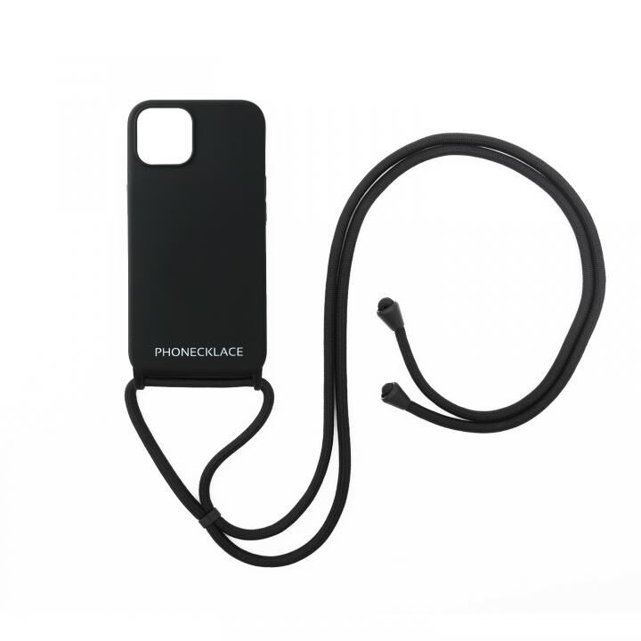 PHONECKLACE ロープネックストラップ付きシリコンケース ブラック iPhone 13 mini_0