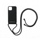 PHONECKLACE ロープネックストラップ付きシリコンケース ブラック iPhone 13 mini