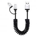 [1.8m]Just Mobile AluCable Lightning MicroUSB 2in1 スパイラルケーブル