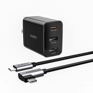 AUKEY オーキー USB充電器 Swift HDMI 65W 画像出力対応 [USB-A 1ポート/USB-C 1ポート/HDMI 1ポート] ブラック