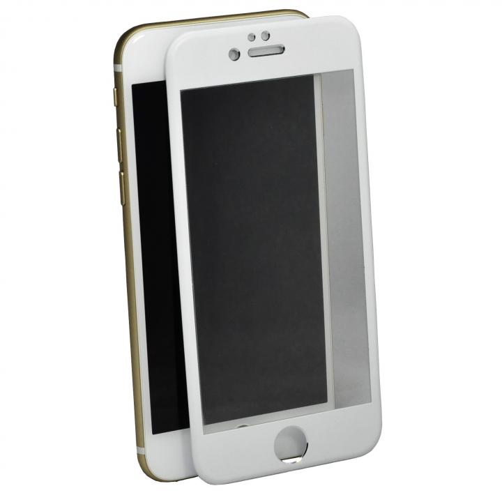 iPhone6 フィルム アルミフレーム液晶保護強化ガラスフィルム ホワイト iPhone 6_0