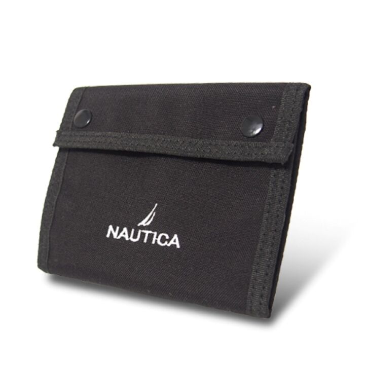 NAUTICA CORDURAナイロン使用 三つ折り財布 全長60cmストラップ付き ブラック_0
