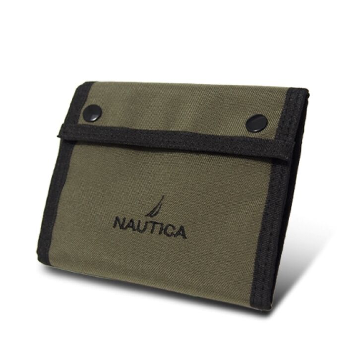 NAUTICA CORDURAナイロン使用 三つ折り財布 全長60cmストラップ付き カーキグリーン_0