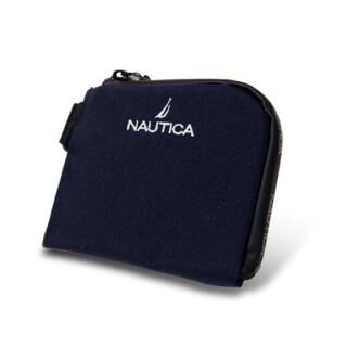 NAUTICA CORDURAナイロン使用 コンパクトL型ファスナー財布 全長60cmストラップ付き ネービー