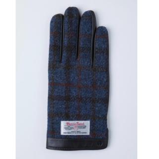 どの指でもスマホが操作できる iTouch Gloves 手のひら側革製ブルー(チェック)Lサイズ
