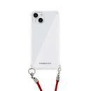 PHONECKLACE ロープショルダーストラップ付きクリアケース  ダークレッド iPhone 14