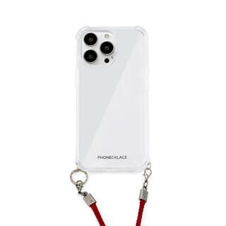 iPhone 15 Pro (6.1インチ) ケース ロープショルダーストラップ付きクリアケース ダークレッド iPhone 15 Pro