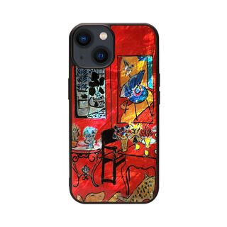 iPhone 15 (6.1インチ) ケース 天然貝ケース 赤の大きな室内 iPhone 15