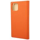 GRAMAS Shrunken-calf レザー手帳型ケース オレンジ iPhone 11